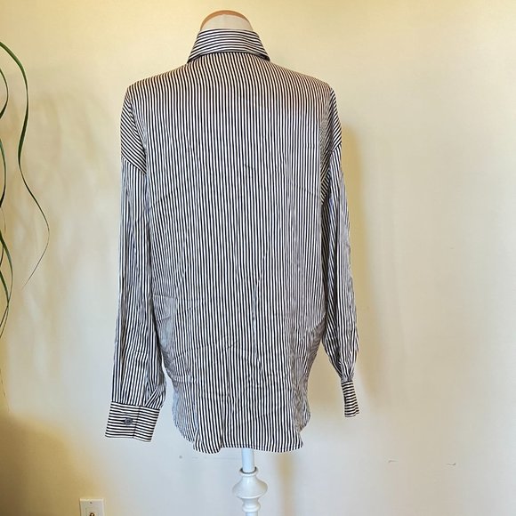 Classiques Entier Black and White Stripe Silk Blouse M - Picture 2 of 10